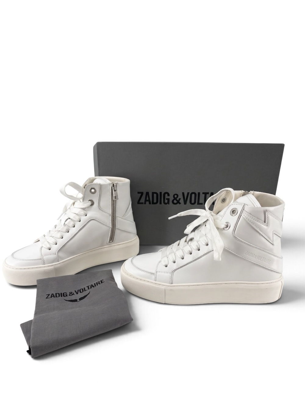 Zadig & Voltaire High Flash Chunky sneakers in white smooth calfskin leather